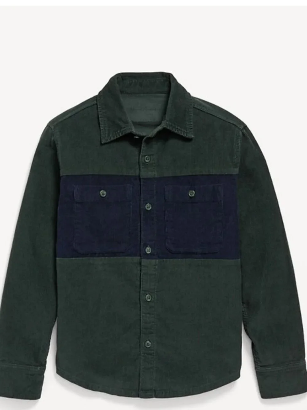 Old Navy Cotton Long Sleeve Color Block Corduroy Shirt Boys 14-16 NWT XL